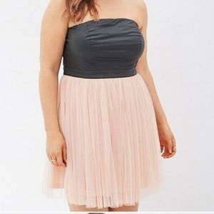 Plus Size F21 Leather & Pink Tulle Dress